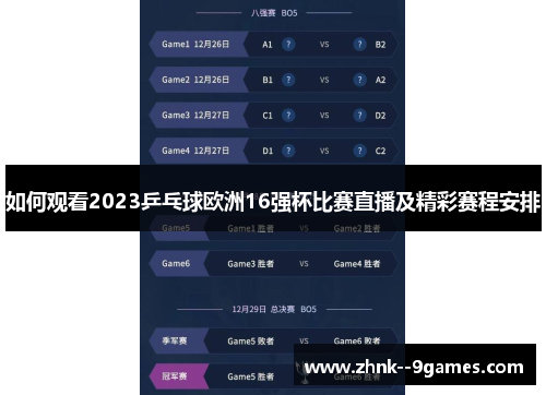 如何观看2023乒乓球欧洲16强杯比赛直播及精彩赛程安排 如何观看2023乒乓球欧洲16强杯比赛直播及精彩赛程安排
